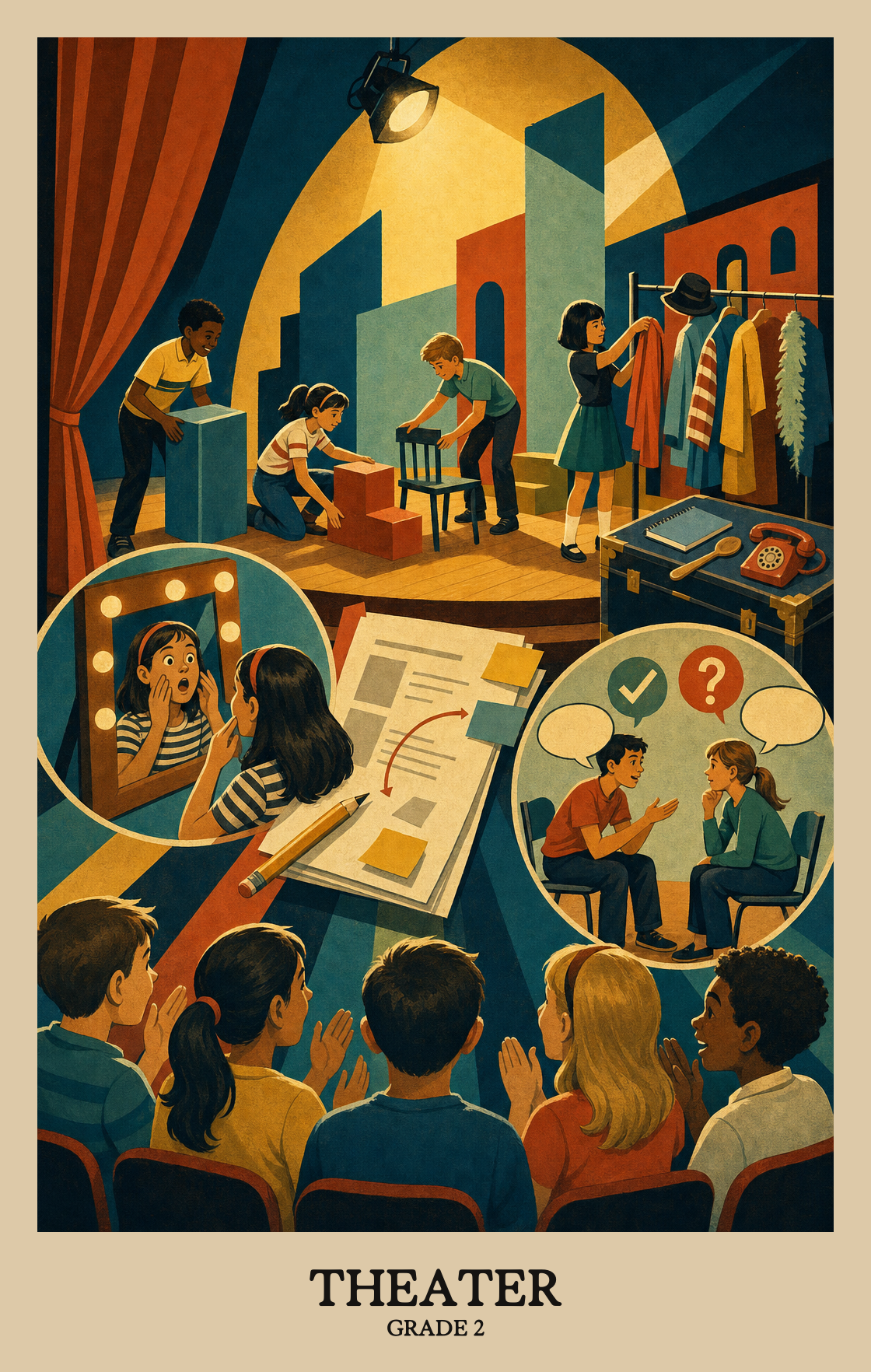 Illustration of what students learn in Grade 2 Arts: Theater