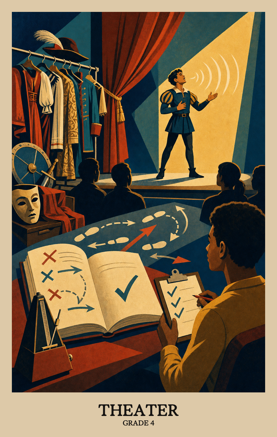 Illustration of what students learn in Grade 4 Arts: Theater
