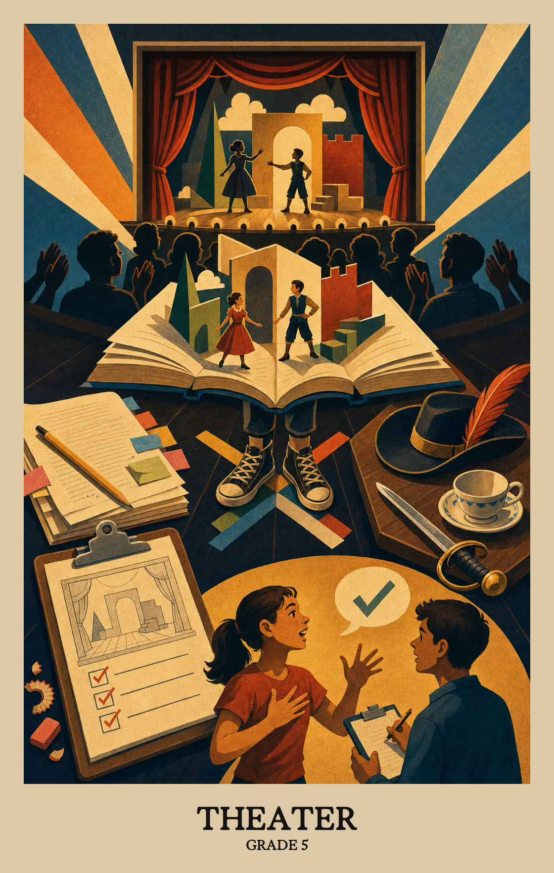 Illustration of what students learn in Grade 5 Arts: Theater