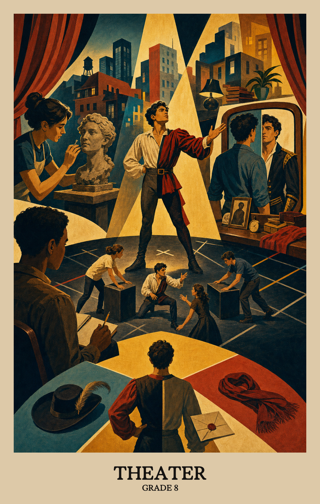 Illustration of what students learn in Grade 8 Arts: Theater