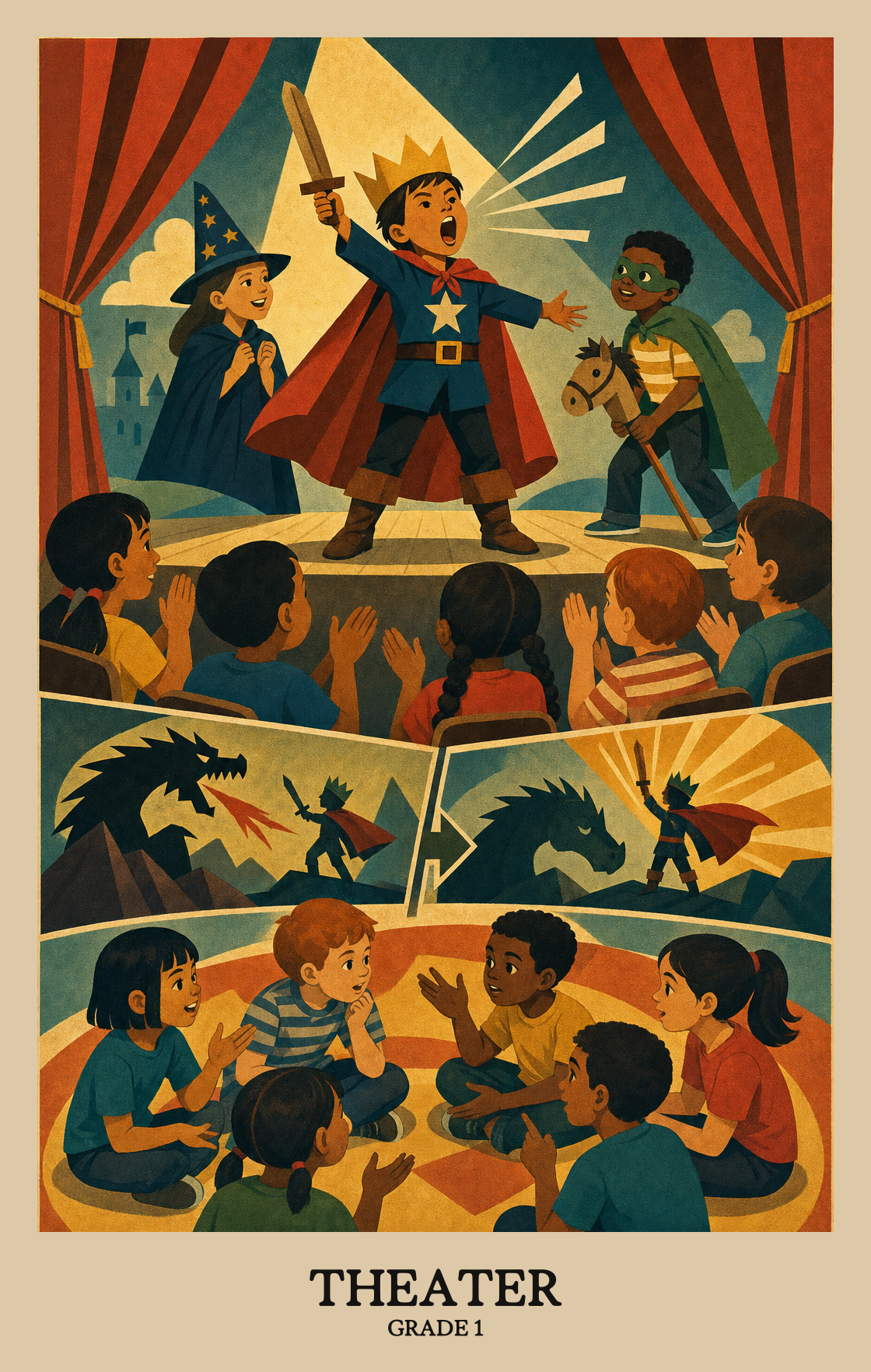 Illustration of what students learn in Grade 1 Arts: Theater