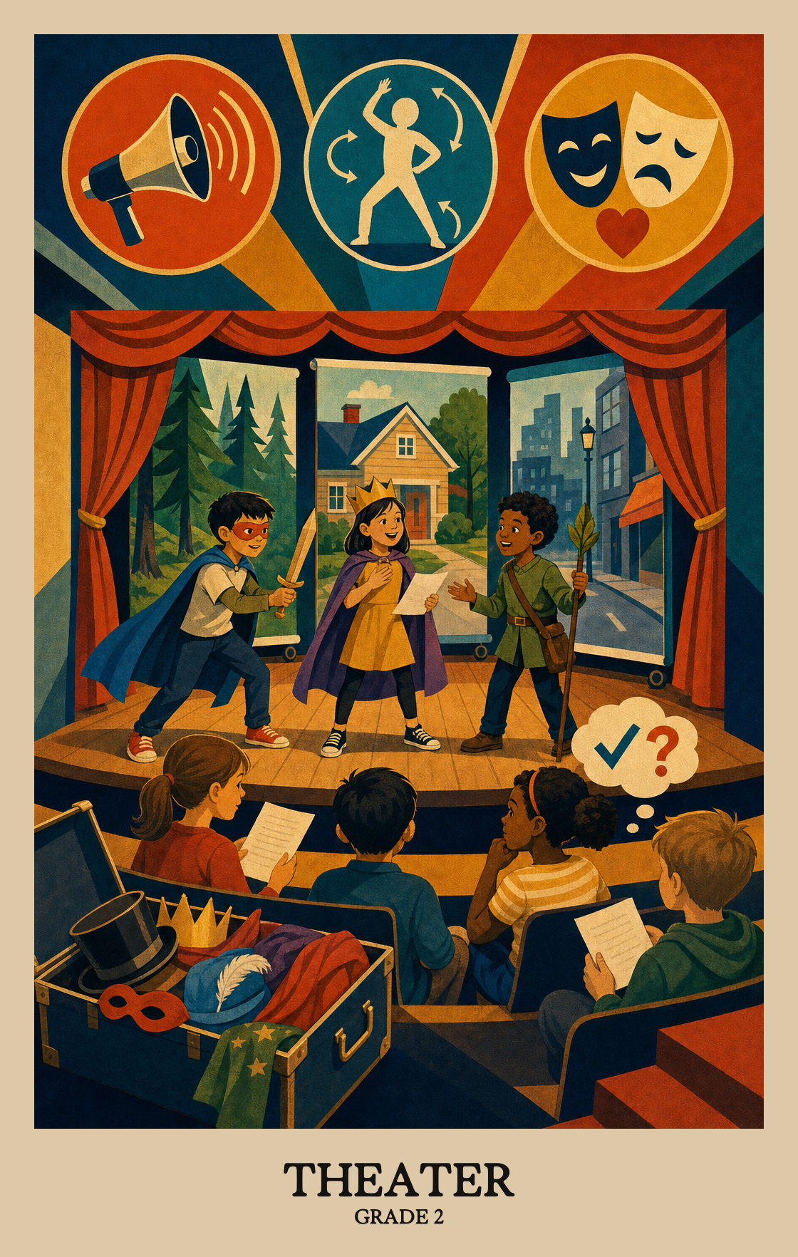Illustration of what students learn in Grade 2 Arts: Theater